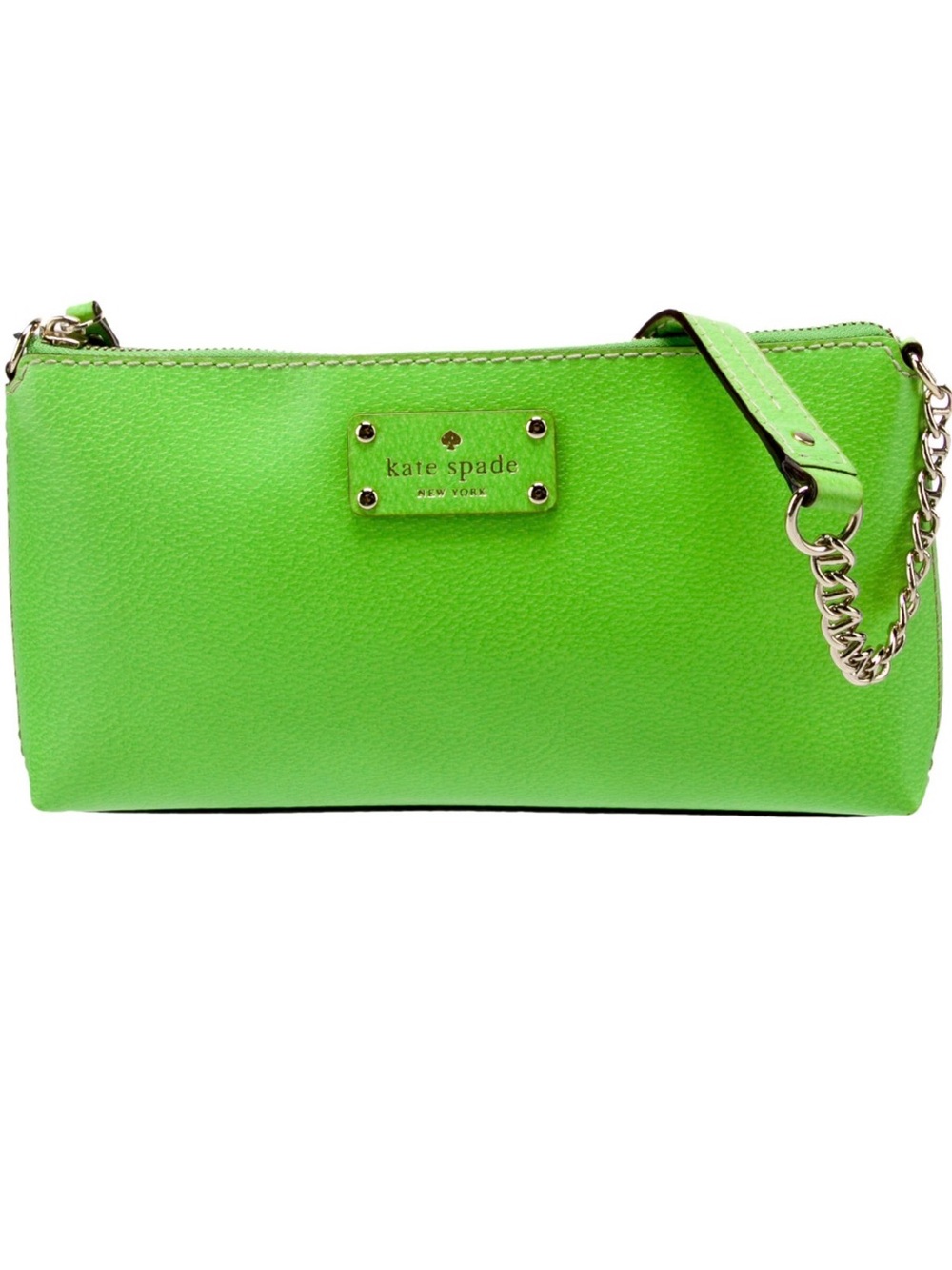 kate spade Lime Green Leather Wristlet with Gold Chain